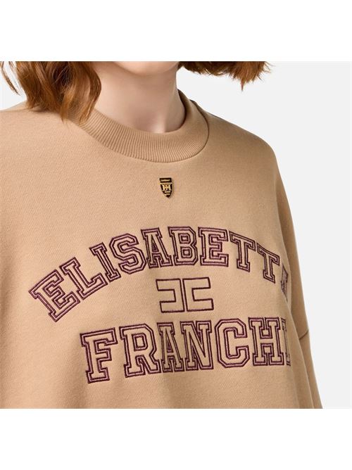 Felpa cropped in cotone con logo college ELISABETTA FRANCHI | MD00346E246E2032